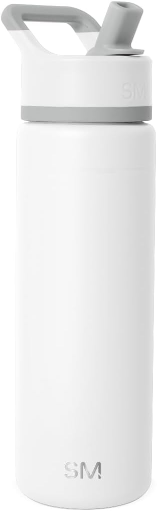 Simple Modern Water Bottle with Straw Lid Vacuum Insulated Stainless Steel | Reusable Leak Proof BPA-Free Flask for Gym, Travel, Sports | Summit Collection | 22oz, Winter White Mix