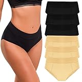 Bresdk Bragas Mujer Algodón Braguitas Cintura Media Ropa Interior Colores Lisos Cómodas y Suaves Pack de 6 XL