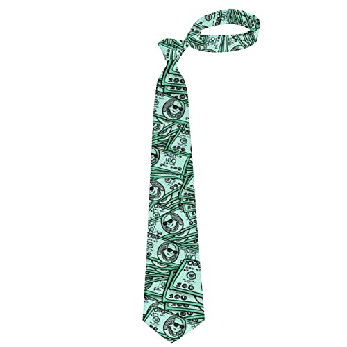 Jzdach Elegant Skinny Neckties For Boys & Men, Casual And Formal Various Patterns Gentleman Ties For Wedding Prom Meeting Groom (100 Bill Dollars Pattern) #TOP2
