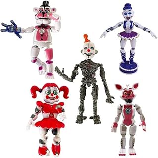 FNAF Luminous Bear Freddy Foxy Sister Location Horror Action FNAF Figures Movable Joints for Kids Birthday Halloween (D)
