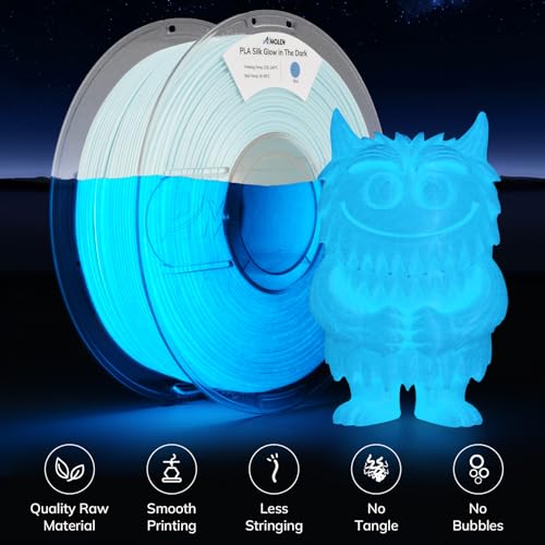 Image of Amolen Glow in the Dark Filament Pla, Silk & Glow Blue 3D Printer Filament 1.75mm Blue, Best with UV Lamps, Dimensional Accuracy + /- 0.02 mm 1KG(2.2lb), Compatible with Most 3D Printers