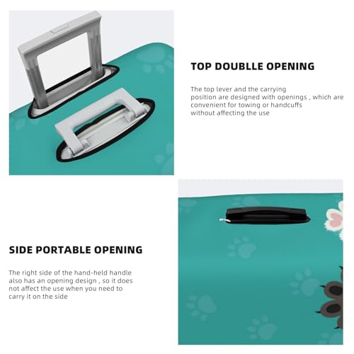 Cute Cat Paw And Dog Luggage Cover Washable Elasticated Luggage Covers for Suitcase tsa Approved Stylish Dust and Scratch Resistant Luggage Case Protector for Kids and Adults -4