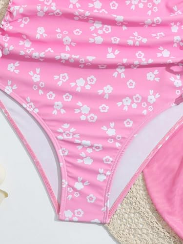 Milumia Girl's Ditsy Floral One Piece Swimsuit Ruched Spaghetti Strap Bathing Suit with Coverup Skirt4