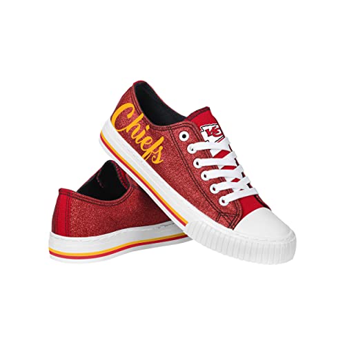 Image of FOCO Womens NFL Team Logo Ladies Fashion Color Glitter Low Top Canvas Sneakers Shoes