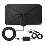 liuchanghe Antenna TV Interna con Amplificatore Segnale HDTV per DTT DVB-T/DVB-T 2, Antenna Digitale Terrestre Supporta Smart TV 4K HD/1080P