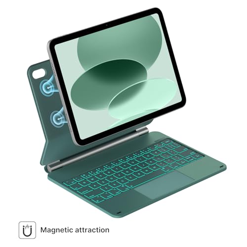Image of typecase Edge Keyboard Case for iPad 11th Gen A16 (2025) & 10th Gen 10.9 inch (2022) - Multi-Touch Trackpad, 11-Color Backlit Magic-Style Keyboard - Floating Magnetic Stand, Pencil Holder - Midnight Green