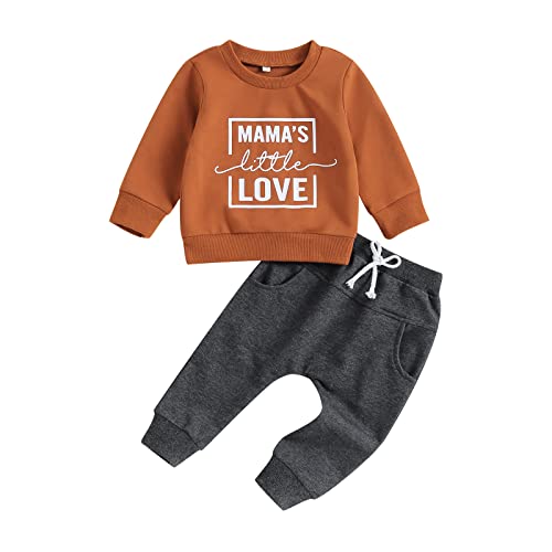 Image of YINGISFITM Fall Baby Boy Clothes Toddler Crewneck Sweatshirt Long Sleeve Shirt Jogger Pants Fall Winter Outfits