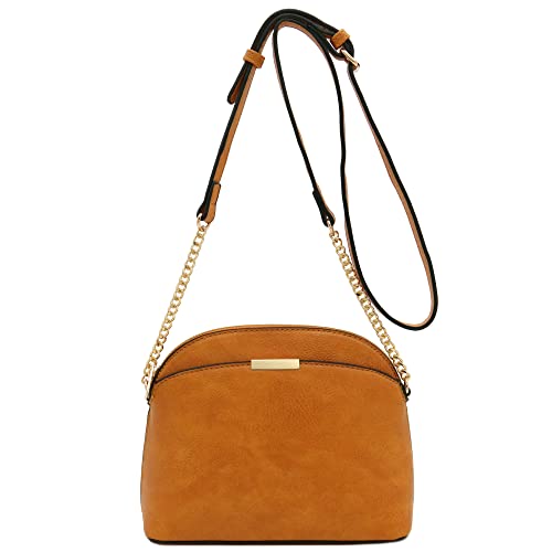 Image of FashionPuzzle Faux Leather Small Dome Crossbody Bag with Chain Strap