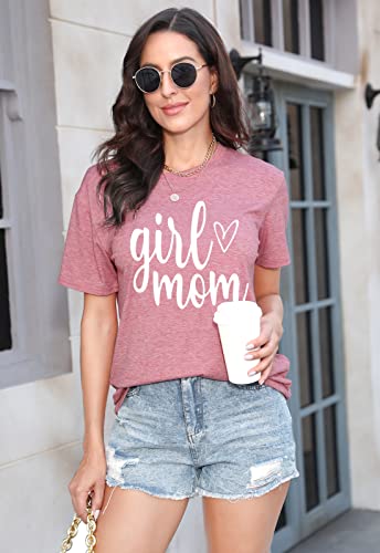 Girl Mom Shirt For Women Cute Graphic Tee Shirt Casual Short Sleeve Mama T Shirt Tops (Pink1, Xx-Large) #TOP3
