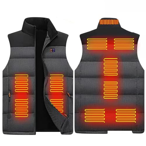 LIUHD Heated Vest for Men Women,Softshell Sleeveless Sports Jacket Electric Heating Jacket for Winter,Hunting,Fishing,Black,5XL(Bust:128CM)