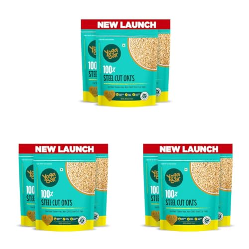Image of Yogabar Steel Cut Oats 750g(Pack of 9)| 100% Whole Grain, Gluten-Free, High Fiber, Non-GMO, Protein-Rich, No Sugar Added
