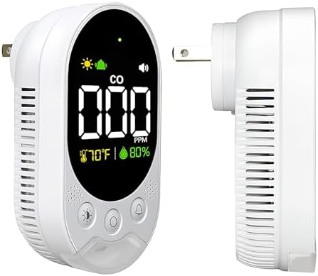 VETOUCH Plug-in Carbon Monoxide Detector, Equipped with A Battery Portable Carbon Monoxide Detector, Upgraded Version Equipped with Emergency Lighting with Temp Humidity for Home Kitchen Rv Travel