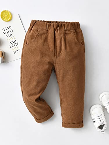 Floerns Boy's Casual Elastic Waist Tapered Trousers Long Corduroy Pants4