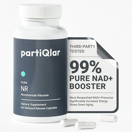 partiQlar NR Supplement - High Purity Nicotinamide Riboside Capsules - NAD+ Booster for Anti-Aging Cellular Energy & Repair - Alternative to NMN - 60 Veggie Capsules