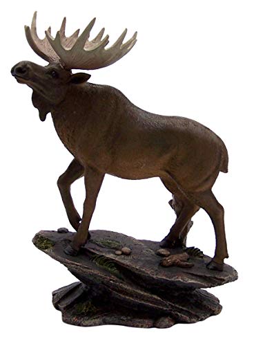 Indoor Cast Resin Moose Hunting Cabin Lodge Wildlife Statue With Removable Antlers, 14 Inch #TOP20