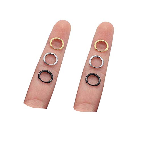 Image of 316L Surgical Stainless Steel Huggie Hoop Earrings 6mm 8mm 10mm 11mm 12mm 14mm Hypoallergenic Earrings Hoop Cartilage Helix Lobes Hinged Sleeper Earrings For Men Women