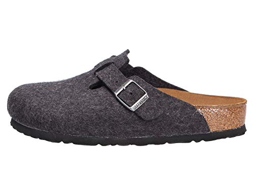 Image of Birkenstock Boston 0160371 Wool Unisex Sandals - Anthracite - 42