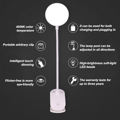 Luz con clip 6000-7000K recargable para flexo de lectura e iluminación de hogar 2