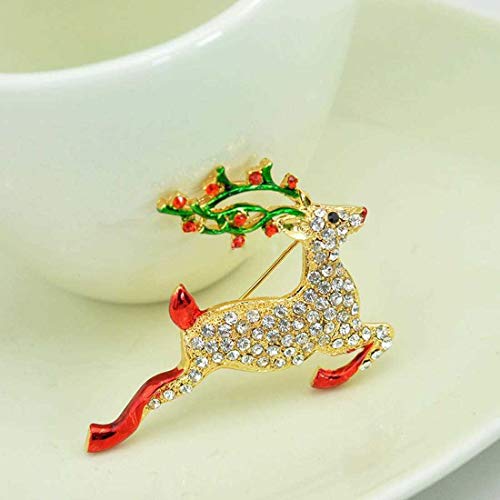 Broche Cerf de Noël accessoire anti-ternissement pour pull d'hiver chic