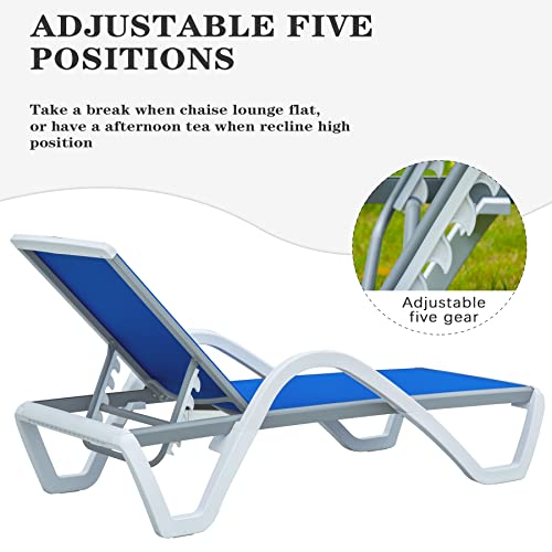 Domi Outdoor Living Adjustable Chaise Lounge Aluminum Outdoor Patio Lounge Chair With Armrest All Weather Five-Position Recliner Chair For Patio,Pool,Beach,Yard thumb #2