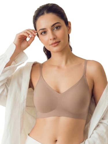 Image of Tweens Cotton Padded Bonded Bra for Women | Full Coverage Wire-Free Bra | Seamless No-Dig Comfort | Breathable Cotton | Elastic-Free Bottom Band & Side Wings | Pack of 1|