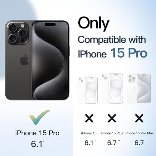 Image of Magnetic Case for iPhone 15 Pro 6.1-Inch Compatible with MagSafe, Shockproof Phone Bumper Cover, Solid Color Matte TPU Frame, Anti-Scratch Clear Back (Black Titanium)