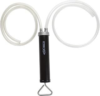 K Tool International XD73902 Dual Action Fluid Transfer Pump for Garages, Repair Shops and DIY, Extract Fuel, Mineral, Synthetic and Biological Oils, (2) 4’ Vinyl Hoses, Metal Housing, Black