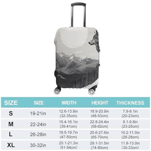 Snow Mountain Lone Wolf Luggage Cover, Washable Elastic Suitcase Cover Protector Fit 18-32 Inch Luggage2