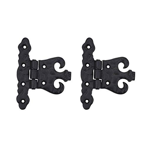 Renovators Supply Manufacturing Cabinet Door Hinge With Hardware 4.5 In. Black Wrought Iron Rust Resistant Flush Mount Hinge For Cabinets Pack Of 2