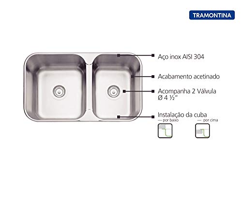 Cuba Tramontina Isis 2C 34-28 BS 69x40 94062102 Aço Inox Acetinado