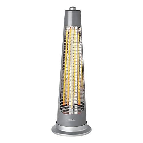 Heatlab 900W IPX4 Quartz Bulb Streamline Rotating Electric Patio Heater 2 Heat Settings in Silver