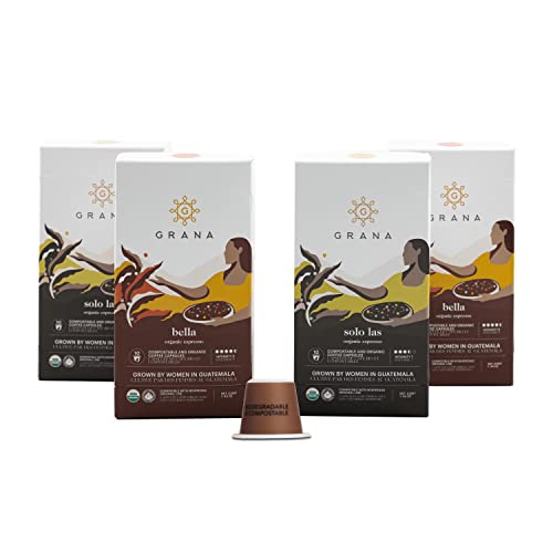 GRANA Espresso Capsules ECO WOMEN 40 Pods |100% Compostable & Biodegradable – 100% Arabica Coffee Nespresso Compatible Capsules for Nespresso OriginalLine Machines - 4 Boxes