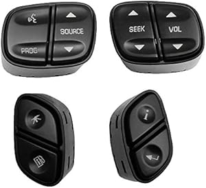 Steering Wheel Radio Control Switch Buttons fits Silverado Sierra 2003-2007, Trailblazer & Envoy 2004-2009, Tahoe & Yukon 2003-2006, Replaces OE# 21997738, 21997739, 1999442, 1999443