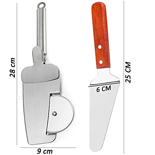Image of P-Plus International Pizza Cutter and Serving Turner - Spatula Tool Set of 2