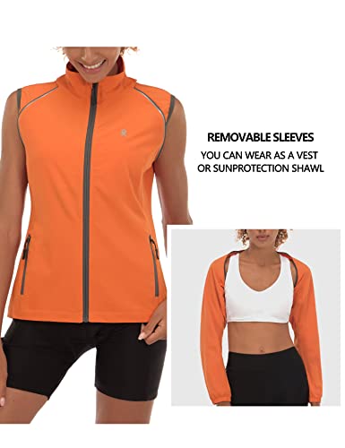 Little Donkey Andy Women's Quick-Dry Running Jacket Convertible Upf 50+ Cycling Jacket Windbreaker With Removable Sleeves Orange Size M #TOP1