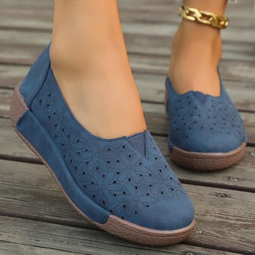 Women's Floral Ballet Flat Flats Shoes Slip On Flowers Round Toe Casual Dress Hollow Hole Summer Comfortable Work Office Fashion Trendy with Eyelets Cutout Comfort Rubber Sole Lazy Loafers2
