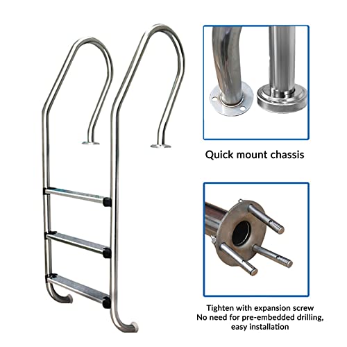 Escalera para piscina 2 peldaños acero inoxidable miniatura 3