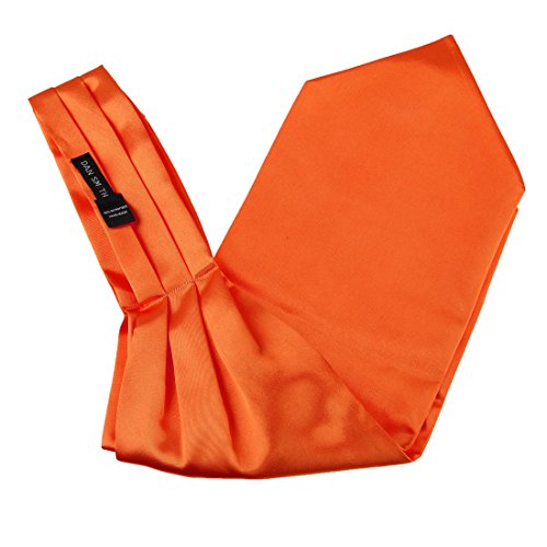 Orange Ascot Tie For Men Cravat Handkerchiefs Satin Solid Self Wedding Ascot Scarf Hanky Handmade Dan Smith C.C.AQ.E.014 Orange