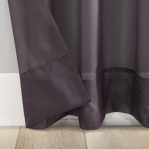 Image of No. 918 Emily Sheer Voile Rod Pocket Curtain Panel, 59 inch x 63 inch, Fig Purple