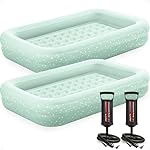 Intex Kids Travel Air Mattress Inflatable Bed Set with Raised Sides, Hand Pump, and Carrying Bag for Camping Trips and Sleepovers, (2 Pack)