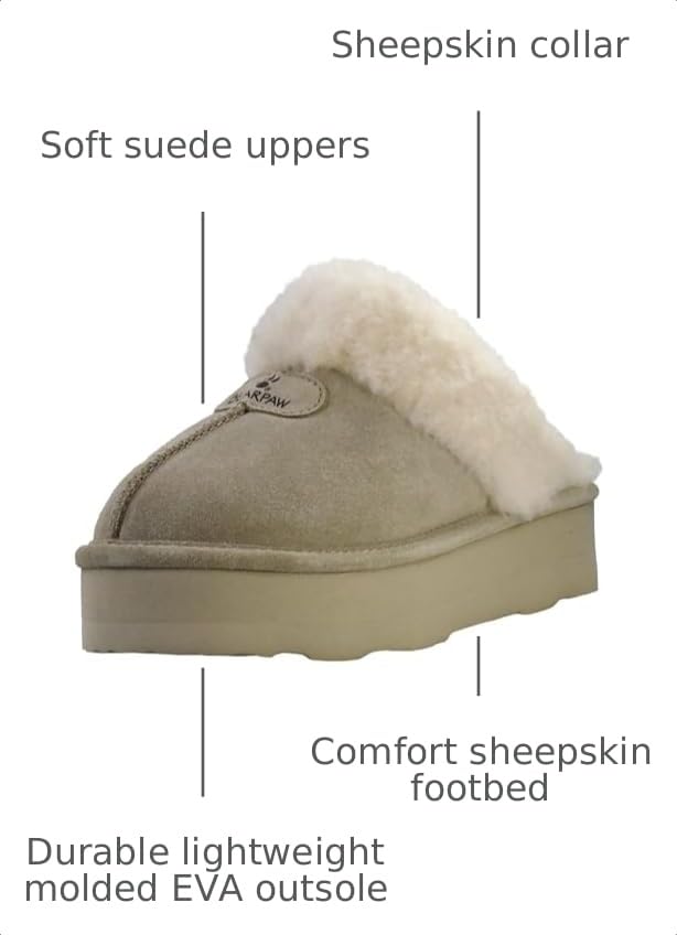 Image of BEARPAW Women's Retro Loki Slippers | Cozy Indoor & Outdoor Shoes, Warm Wool Blend Lining, Lightweight EVA Outsole, Indoor & Outdoor Comfort