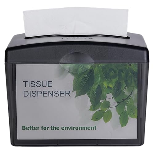 Pollock Tischspender, Papierhandtuchspender für Multifold Papierhandtücher, Tisch Serviettenspender, Tissue Boxspender, Große Kapazität, für Küche Restaurant Badezimmer Büro - Transparentes Schwarz