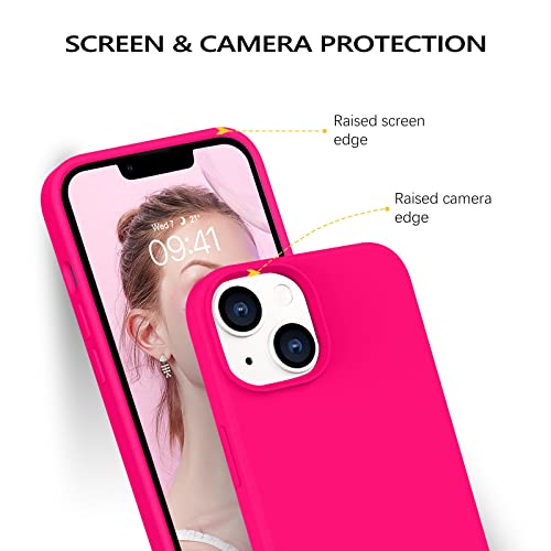 GUAGUA Case for iPhone 14, Liquid Silicone Soft Gel Rubber Microfiber Lining Cover, Shockproof Protective Case for iPhone 14 6.1 Inch (Hot Pink) by GuaGua - Used condition - Image 5