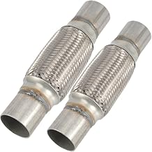 2 Pack 2.5 x 6 x 10 Inch Stainless Steel Heavy Duty Exhaust Flex Pipe, Double Braid Exhaust Flex Tube, Overall Length 10 Inches