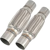 ZEONHAK 2 Pack 2.5 x 6 x 10 Inch Stainless Steel Heavy Duty Exhaust Flex Pipe, Double Braid Exhaust Flex Tube...