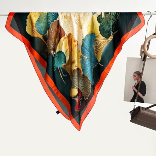 Image of SANNIDHI Silk Like Head Scarf for Women Stylish Vintage Hair Scarf Floral Print Square Bandana Gift