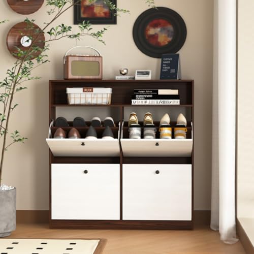 Étagère à chaussures orga avec poignée en bois meuble slimline pour placard mural
