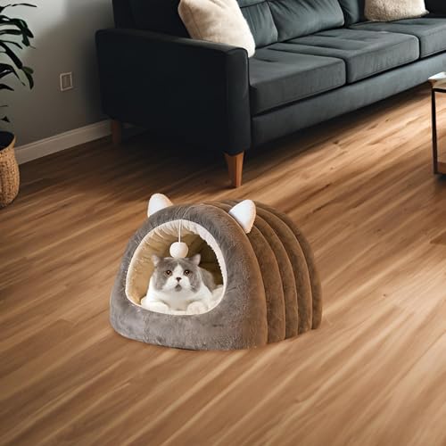 Panier pour chat d'intérieur niche chaleureuse au coin du feu Gray S - 6
