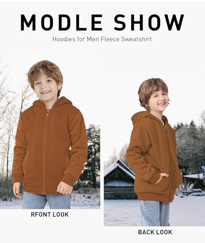 Image of GEEK LIGHTING Boys Sherpa Lined Hoodie Kids Fleece Sweatshirt Full Zip Hooded Jacket