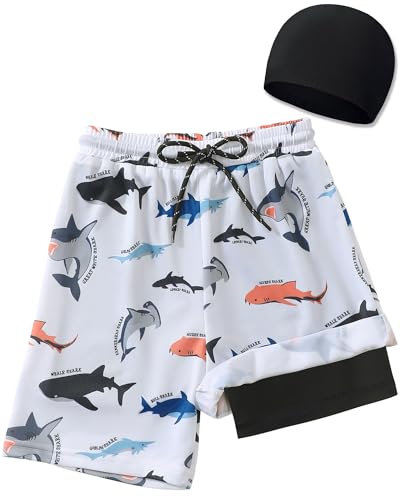 Sewetier 10-12Y Boys' Swim Trunks Teen Swimming Shorts Toddler Bathing Suit(Shark)